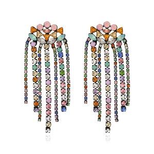 Multicolor Cascading Fringe Rhinestone Drop earrings
